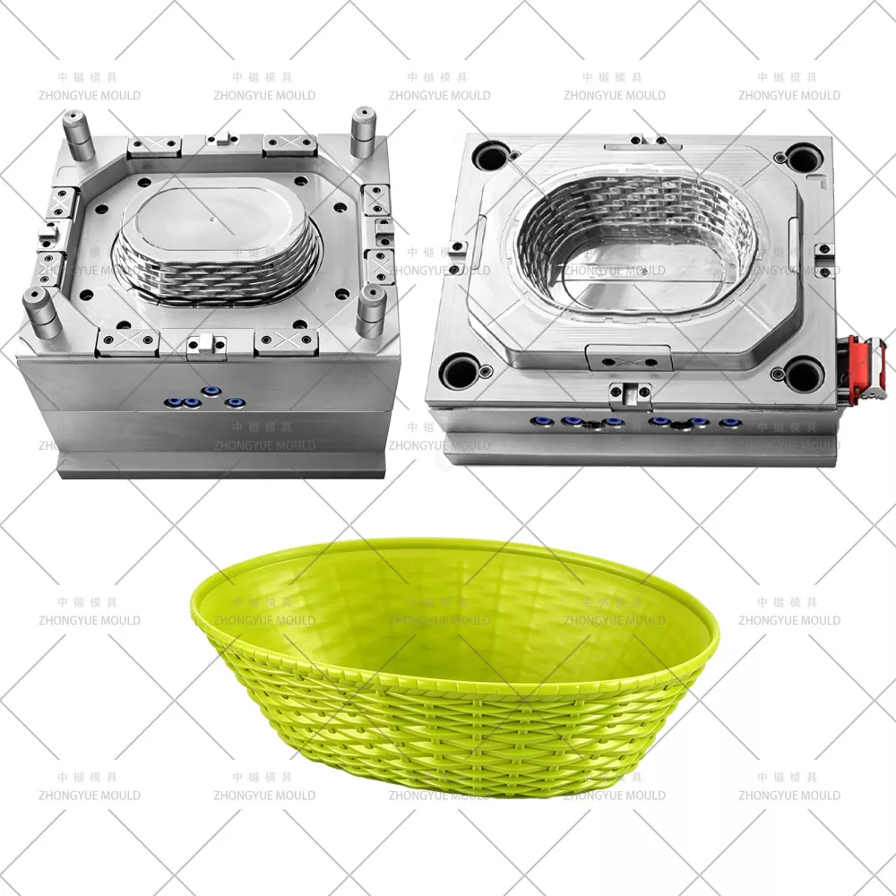 Stampo per cestino ovale in plastica in rattan