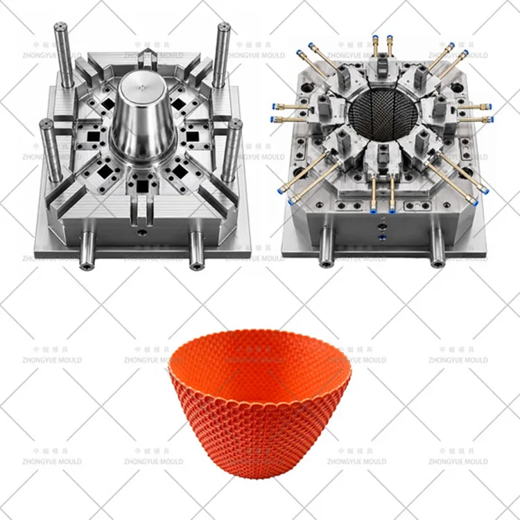Stampo per vaso da fiori in rattan rotondo in plastica